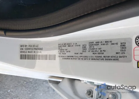 2024 Ram 1500 Tradesman 4X4 6'4 Box z USA, uszkodzony, nr VIN 1C6RRFCG7RN203452